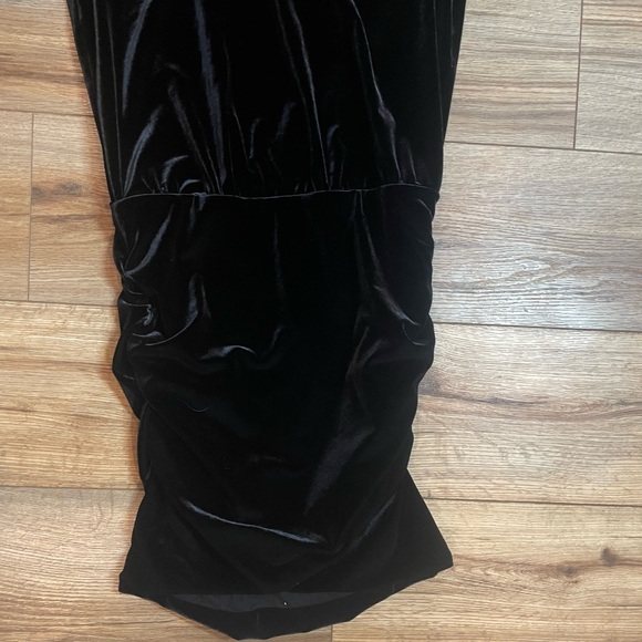 The Kooples Short Sleeve whimsigoth grunge black Velvet Rouched Mini Dress - Picture 6 of 9